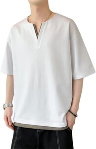 Tシャツ 夏服 メンズ 半袖 tシャツ カジュアル Vネックビッグ 2XL