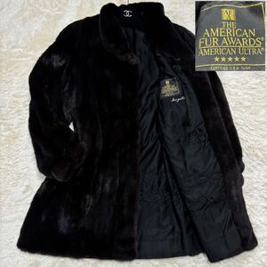 【奇跡の未使用級 最高級5つ星】AMERICAN FUR AWARDS アメリカンファーアワード ミンク 毛皮 リアルファー コート MINK 裏地刺繍 袖絞り有