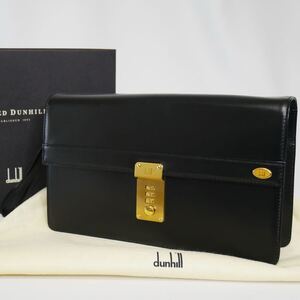 【未使用 付属品完備 2way】 dunhill ダンヒル セカンドバッグ クラッチバッグ ハンドル付 レザー 本革 ブラック 黒 ダイヤルロック メンズ