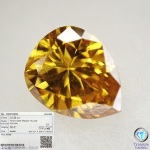 トレジャーG) Fancy Deep Orangy Yellow 0.128ct SI2【CGLソーティング】イエローダイヤモンド ペアシェイプカット Orange [Lo-DNo4-at]