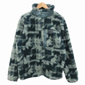 コロンビア Columbia ウインターパスプリント フリースジャケット ボア フルジップ 総柄 ロゴ AM0259 M 緑 グリーン /UO メンズ