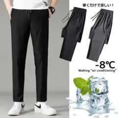 2本セット グレー ブラック メンズ ズボン 夏服 冷感パンツ パンツ 2XL