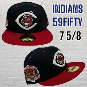 貴重な新品　75/8 インディアンス　ニューエラ　59FIFTY indians NEW ERA ワフー酋長　メジャーリーグ