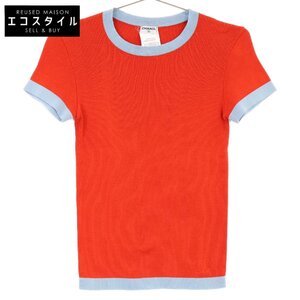 CHANEL シャネル P19521V01125 半袖 ニットTシャツ トップス 38 レッド レディース