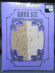 【M～L】ANNA　SUI　アナスイ　ストッキング　コーラルベージュ　シューティングスター柄