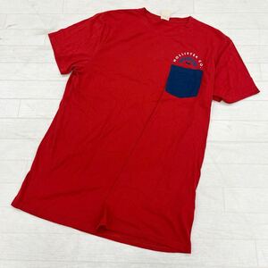 1431◎ HOLLISTER ホリスター トップス Tシャツ カットソー 半袖 クルーネック ロゴ プリント カジュアル レッド メンズL