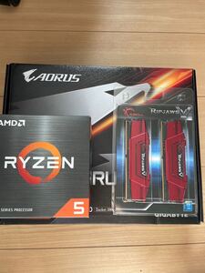  Ryzen5 5600X 、gigabyte x570 ELITE 、G-SKILL 8Gx2 中古3点セット 