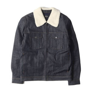 A.P.C. ジャケット サイズ:XS キルティングライニング ボアカラー パテッド リジッド デニム ジップアップ トラッカージャケット