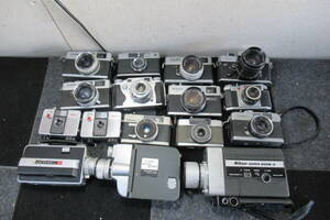 棚10.B1960 Canon Canonet28/QL17、NIKON 、NONICA 、FUJICA、RIOCH、Minolta、Konica、ELMO　カメラ フィルムカメラ 16点セツト　現状品 