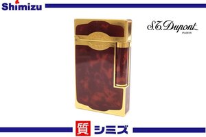 1円【S.T.Dupont】着火確認済 デュポン マデューロ マーブル ダブルバーナー ライン2 ガスライター ブラウン×ゴールド 喫煙具◆質屋