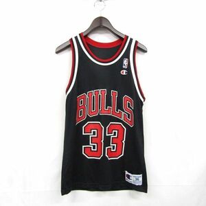 ★USA製★ サイズ 36 NBA BULLS ユニフォーム ＃33 PIPPEN バスケ シカゴブルズ ピッペン ブラック 古着 ビンテージ 4J0406