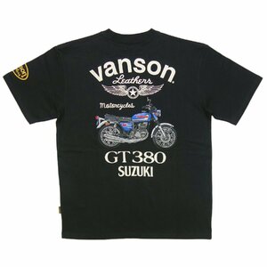 送料無料 VANSON 黒 3L (XXL) SMV-2401 半袖 Tシャツ バンソン SUZUKI スズキ コラボ バイカー ライダー アメカジ 刺繍 新品 メンズ MCF