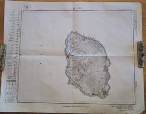昭和32年国土地理院大島地図　三原山・御神火茶屋・岡田港・波浮港・大島送信所・元町・見望茶屋・前浜・大宮神社・藤倉学園・龍王岬等東京