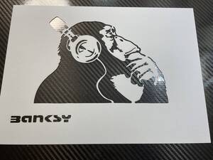 バンクシー【046】【モンキーヘッドフォン　チンパンジー　猿】【Ａ４　厚紙】ステンシルシート　オマージュアート　BANKSY　SONY