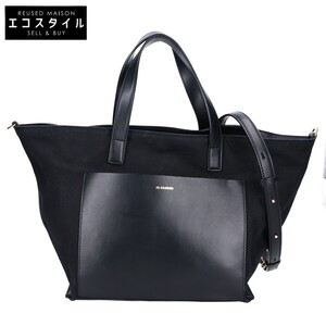 美品 JIL SANDER ジルサンダー J07WD0026 P4863 001 WANDER SQUARE SM ワンダースクエア スモール 2WAY トートバッグ ブラック