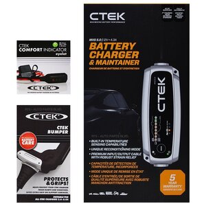 CTEK シーテック バッテリー チャージャー 新世代 MXS5.0 バンパー+インジケーター付M6アイレット端子セット 二輪用AGM完全対応 新品