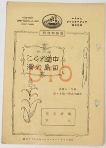 【SP盤 流行歌】しぐれ道中…児玉好雄/濡れ島田…市丸　ビクターレコード(53593)★sp.102-B