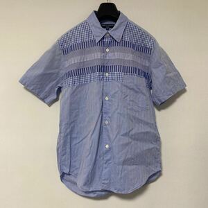 美品 AD 2010 COMME des GARCONS HOMME パッチワーク 切替 シャツ XS 製品洗い 加工 コムデギャルソン オム SHIRT