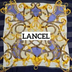 美品 ★LANCEL★ スカーフ 大判 シフォン ベルト チェーン ネイビー