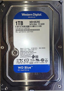 Western Digital　WD10EZRZ　1TB　HDD　SATA　3.5インチ　使用時間　4時間