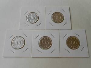 100円銀貨　稲穂　昭和40年　５枚セット　極美品