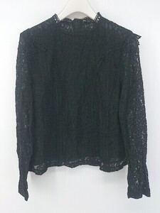 ◇ ZARA ザラ 総レース バックジップ 長袖 ブラウス カットソー サイズEUR M USA M MEX 28 ブラック レディース P