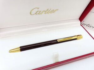 ◆美品◆Cartier カルティエ◆サントス◆ツイスト式 ボールペン◆ダークブラウン ゴールド◆筆記確認済み◆ケース付き◆筆記具◆A8484