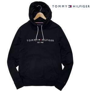 1円〜 (L) TOMMY HILFIGER トミーヒルフィガー 近年モデル プルオーバー パーカー フーディー ブラック