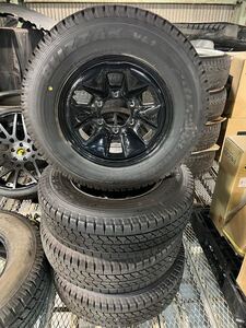 ハイエース200系 100系鉄ホイール 6穴 6H 139.7 スタッドレス ブリザック VL1 195/80R15 107/105L LT 美品 バリ溝 2021年製