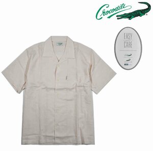 [ クロコダイル ] シャツ 半袖オープンシャツ 薄手麻綿混 ストレッチ仕様　Lサイズ　3生成り　1601-83116