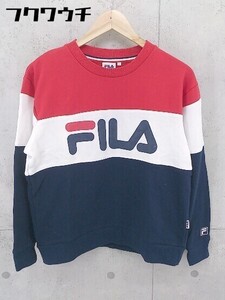 ◇ FILA フィラ ロゴ 長袖 スウェット トレーナー サイズM レッド ネイビー ホワイト レディース