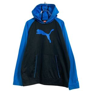 PUMA ロゴ ジャージ パーカー キッズ XL ブルー ブラック プーマ プルオーバー 古着卸 アメリカ仕入 a609-6823