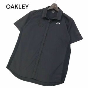 23SS★ OAKLEY オークリー 【ZEALOUS WV SHIRT】春夏 ロゴ刺繍★ 半袖 ゼロス ウーブン シャツ Sz.L　メンズ 黒 ゴルフ　I4T01459_4#A