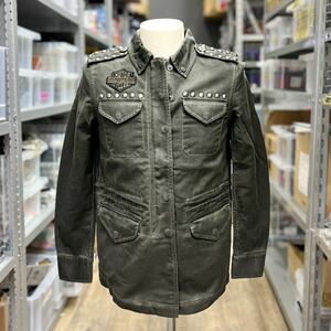 ☆展示品 ハーレーダビッドソン　レディース スタッズドフィールド ジャケット　ブラックオリーブ　XSサイズ (98595-19VW)