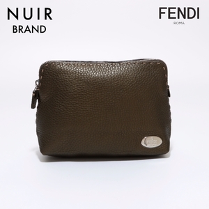 フェンディ FENDI ポーチ セレリア レザー カーキ