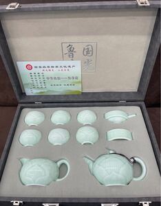 吉　未使用　極美品　中国　青磁器　国光瓷　茶器セット　文化遺産