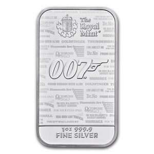 [保証書・カプセル付き] 2020年 (新品) イギリス「ジェームズ ボンド・007 ノー タイム トゥ ダイ」純銀 1オンス バー