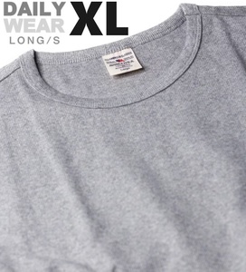 AVIREX デイリー 長袖 クルーネック Tシャツ グレー XLサイズ / リブ DAILY ウェア 灰色 ロングスリーブ アヴィレックス 丸首 ロンT