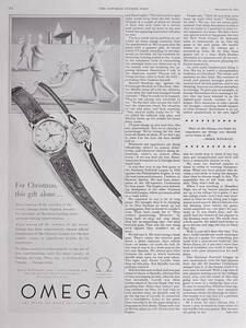 稀少・時計広告！1953年オメガ 時計広告/Omega Automatic Watch/クリスマス/N