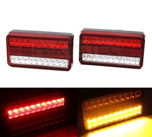 12V LED テールランプ 左右セット 40連 防水 ウィンカー ブレーキ スモール 反射板機能付 軽トラ ボート トレーラー 汎用 / 158-10x2　PP*