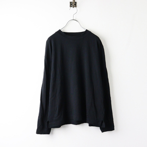 2024AW マーガレットハウエル MARGARET HOWELL WOOL COTTON JERSEY カットソー 2/ブラック 長袖 Tシャツ 【2400014211979】