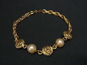 1円 ■美品■ CHANEL シャネル パール ブレスレット アクセサリー ゴールド系 FC6861