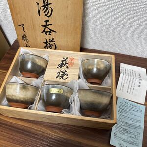 【未使用品】萩焼 椿窯 天鵬山 湯呑揃 湯呑 汲出 煎茶　５客セット