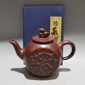 【蔵友館蔵品・紫砂壺・窯變酒壺・顧景舟款・原礦紅泥】・茶具・茶道品・希少珍品・賞物・中国古美術