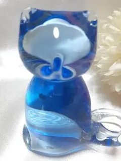 Blue Hand❤️Blown A rt  Glass  Small  cat