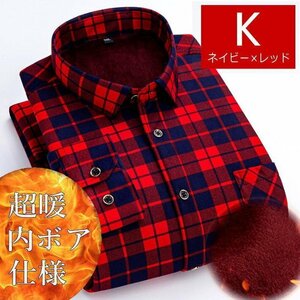 シャツ ジャケット ネルシャツ メンズ チェック柄 厚手 7988071 XL K_ネイビー×レッド 新品 1円 スタート