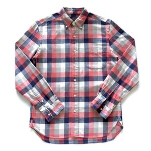 BEAMS PLUS Button down plaid shirt ビームスプラス ボタンダウン チェックシャツ Sサイズ 長袖 日本製 MADE IN JAPAN ブロックチェック