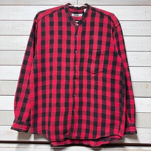 SIZE L GOODENOUGH BLOCK CHECK FLANNEL SHIRT RED BLACK グッドイナフ ブロック チェック ネルシャツ レッド ブラック