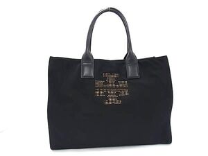 1円 ■美品■ TORY BURCH トリーバーチ ナイロン トートバッグ ショルダー 肩掛けかばん レディース ブラック系 FE7529