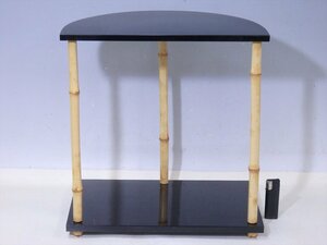 ★竹柱・竹の三ッ足【塗りの茶棚　木箱入り】組立式　サイズ：36.5×23.5×高さ38.5cm　茶の湯の棚 茶道具　